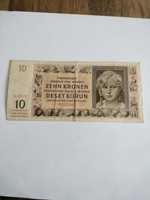 stary banknot 10 koron czeskich