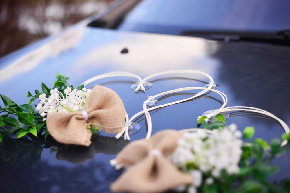 ŚLICZNE SERCA Dekoracja na samochód ozdoby na auto do ślubu.NOWOŚĆ 312