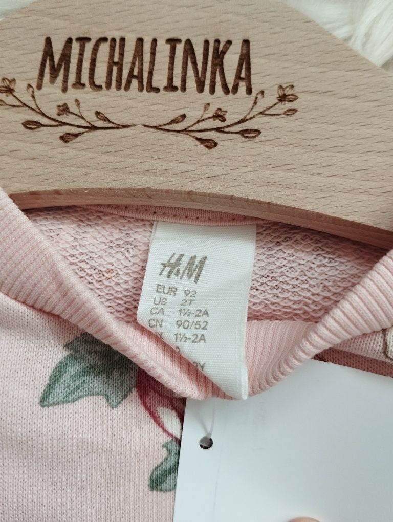 Komplet 2-częściowy dla dziewczynki H&M rozmiar 92 kwiaty