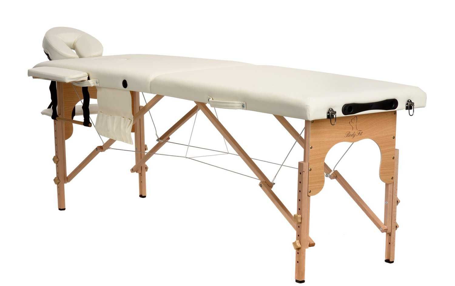 Stół, łóżko do masażu 2-segmentowe drewniane - niebieski