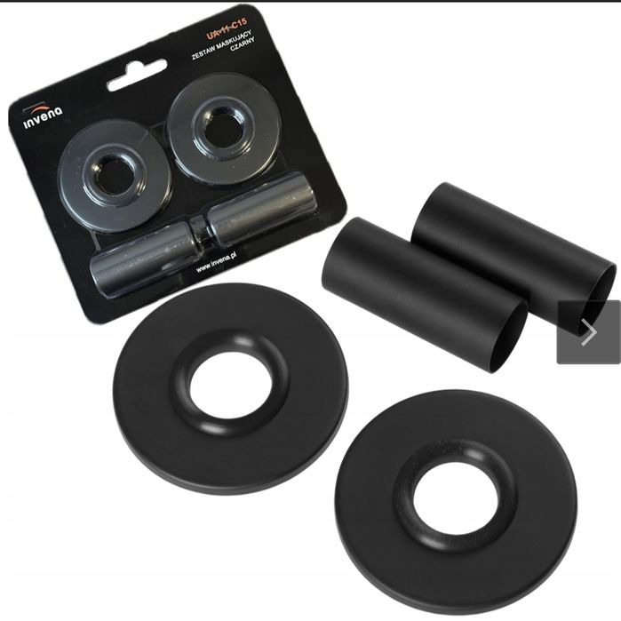 INVENA Zestaw maskujący 4szt. do grzejnika rozeta + tuleje Czarne NOWE