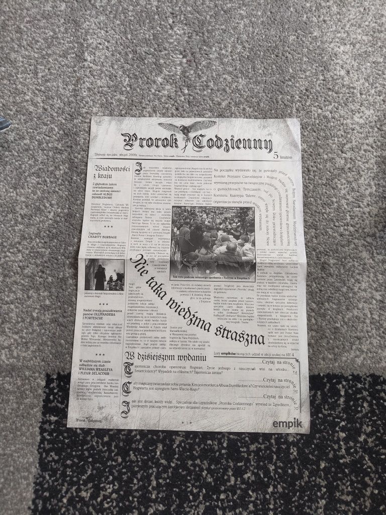 Gazeta kolekcjonerska prorok codzienny 2008 rok empik Harry potter