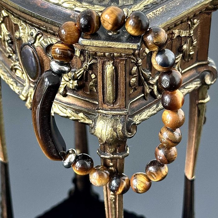 Bransoletka srebra z naturalnego Tygrysiego Oka z ok. 1980 roku