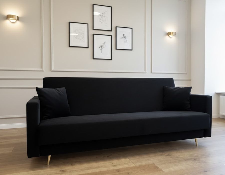 Sofa rozkładana z pojemnikiem na pościel