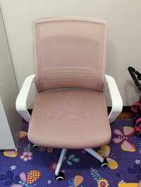 Fotel, krzesło obrotowe Faisy, biało różowe
