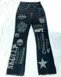 black jeans with prints. y2k. opium. teenagers. жіночі джинси кльош
