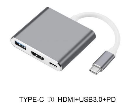 Adaptador Tipo C | 3 em 1 | HDMI 4K | USB 3.0 | USB-C