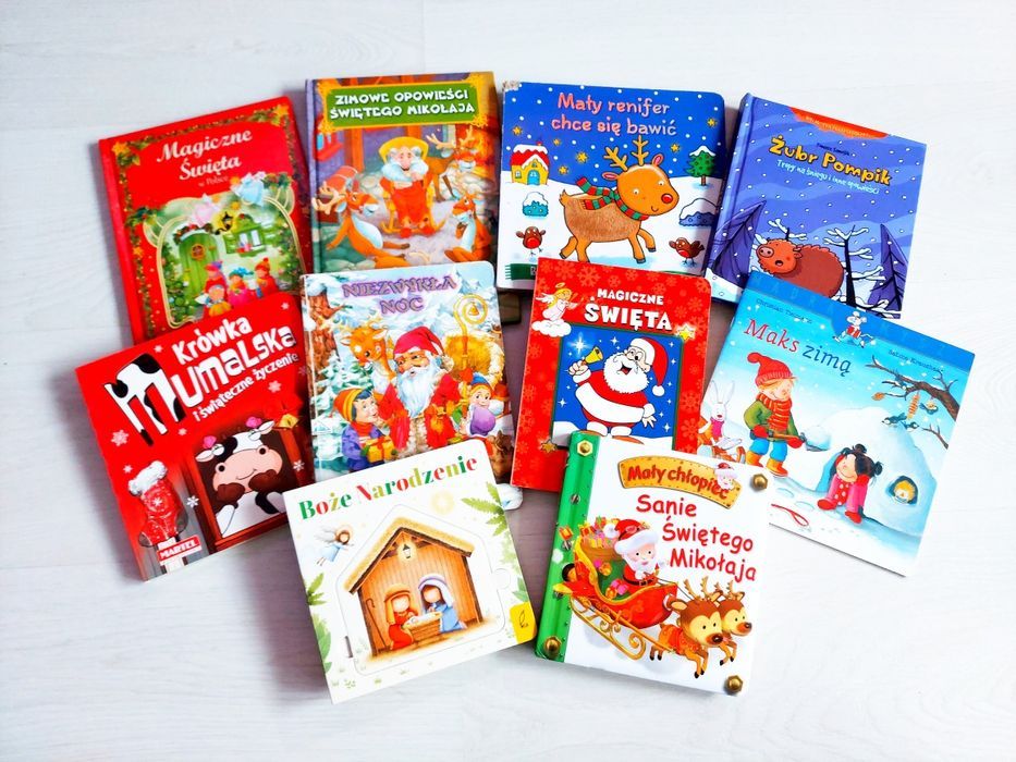 Zestaw 10 szt książek świątecznych na boże narodzenie o Mikołaju