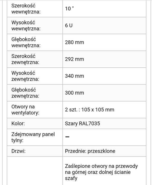 Szafa RACK 10cali 6U nowa