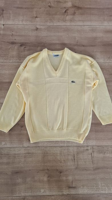 Sweter vintage lata '80 / '90. Kanarkowy żółty.  Krokodyl. Rozmiar XL