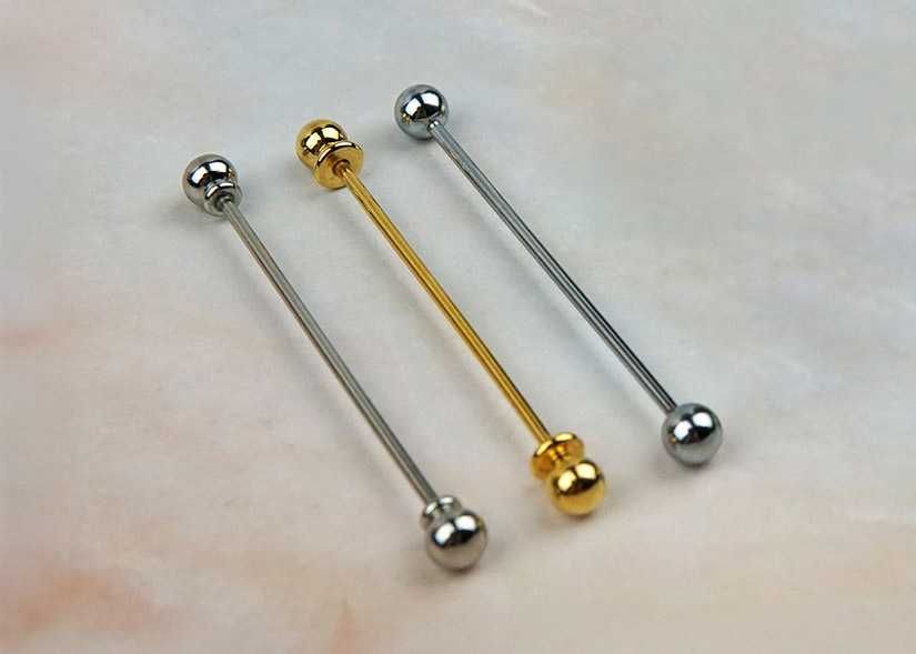 Srebrne złote szpilki collar pins do kołnierzyka koszula pincollar