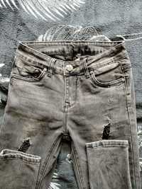 Ciemnoszare jeansy z przetarciami XS 34