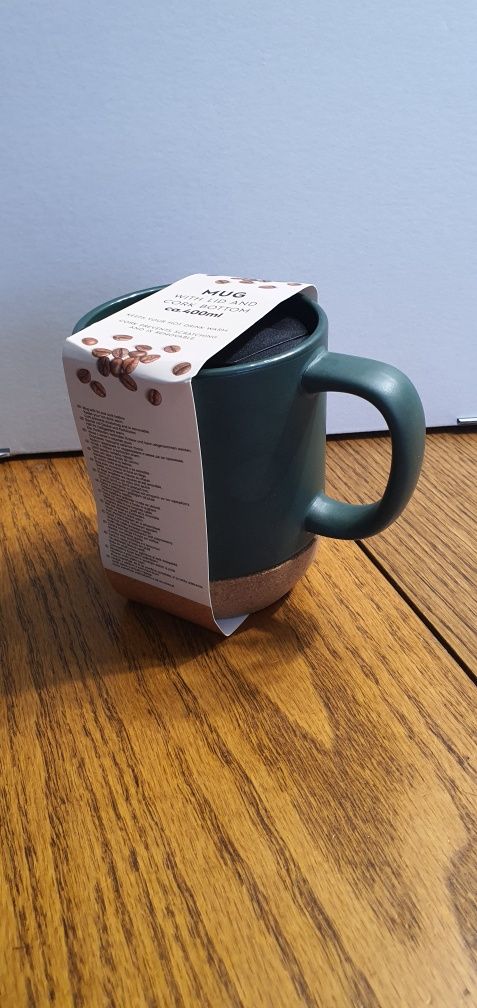 Kubek 400ml zielony, brązowy, biały