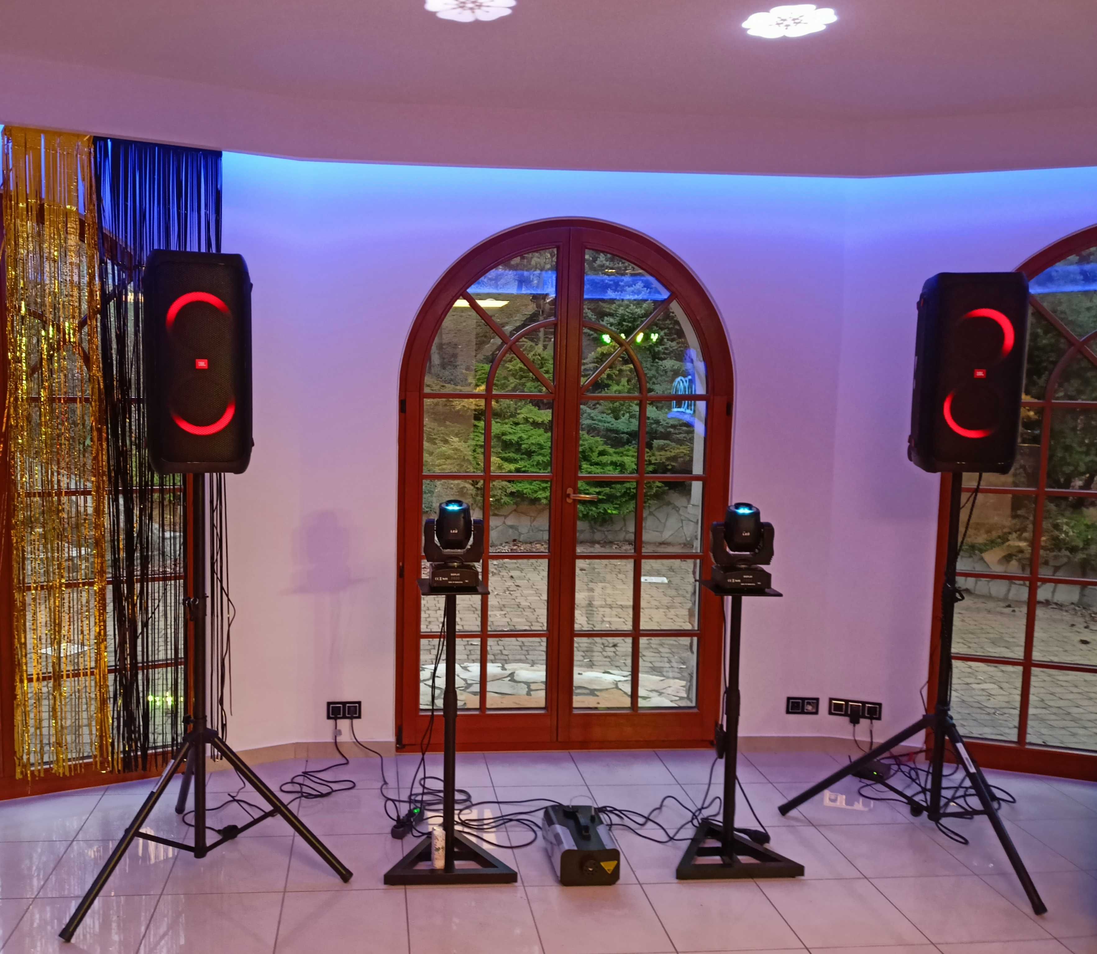 Wynajem głośnik JbL Party box 2x 310  710 mikrofon dymnica oświetlenie