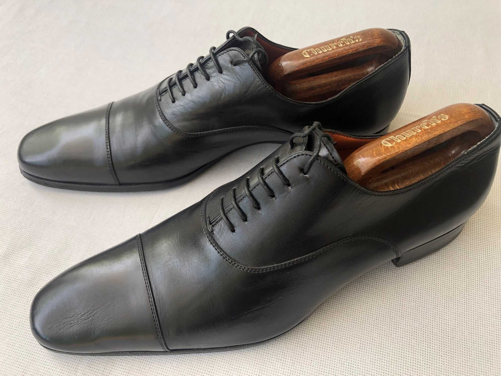 Кожаные туфли на шнурках Santoni (Италия)
