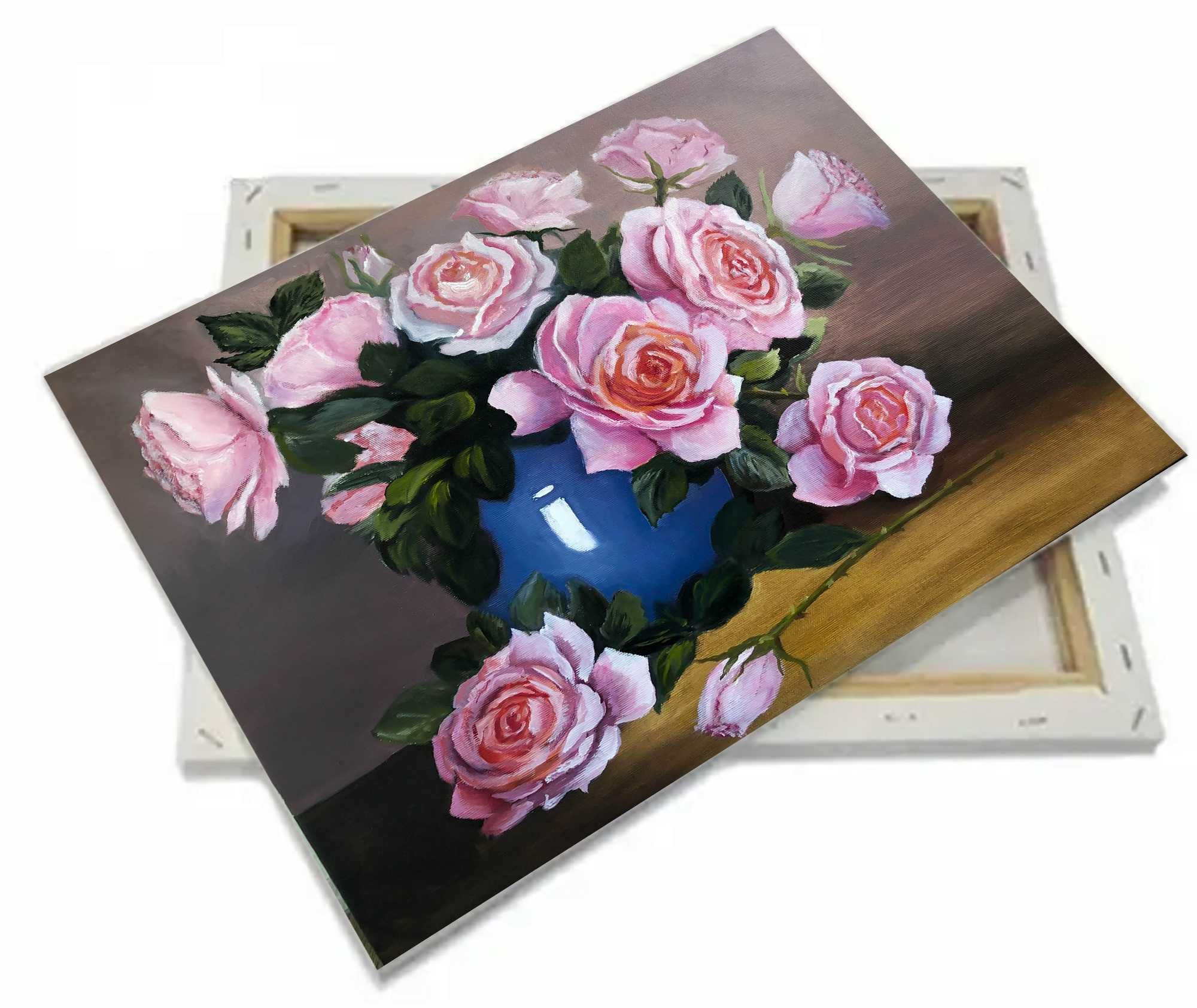 Картина з букетом троянд у вазі.Полотно 40*50, олія