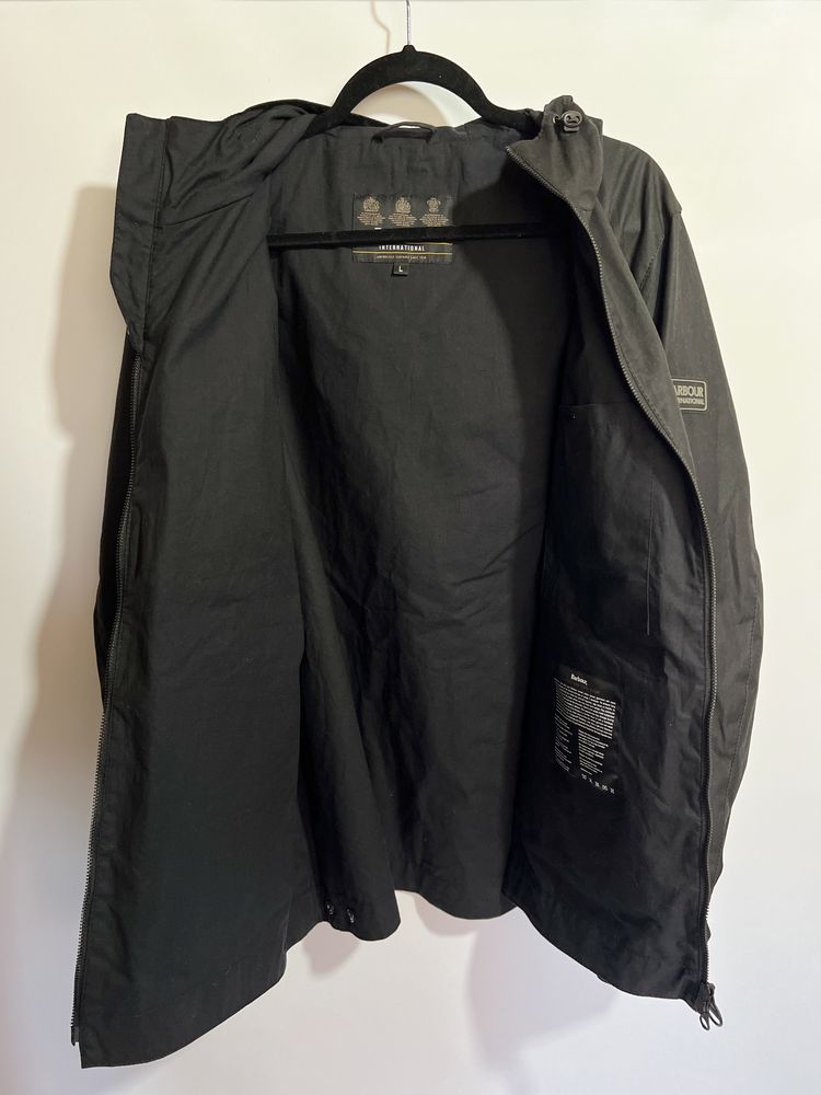 Barbour International Mechanical Hooded Wax Jacket Black