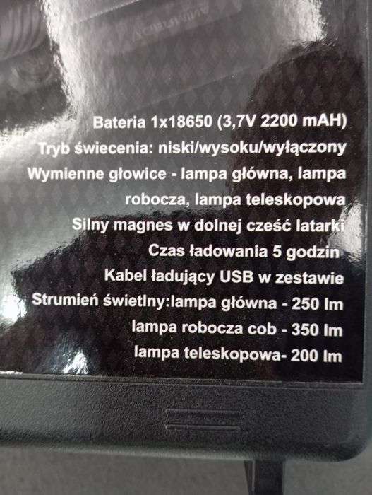 Latarka akumulatorowa Germina VELA 3w1 (wymienne głowice) 2200mAH
