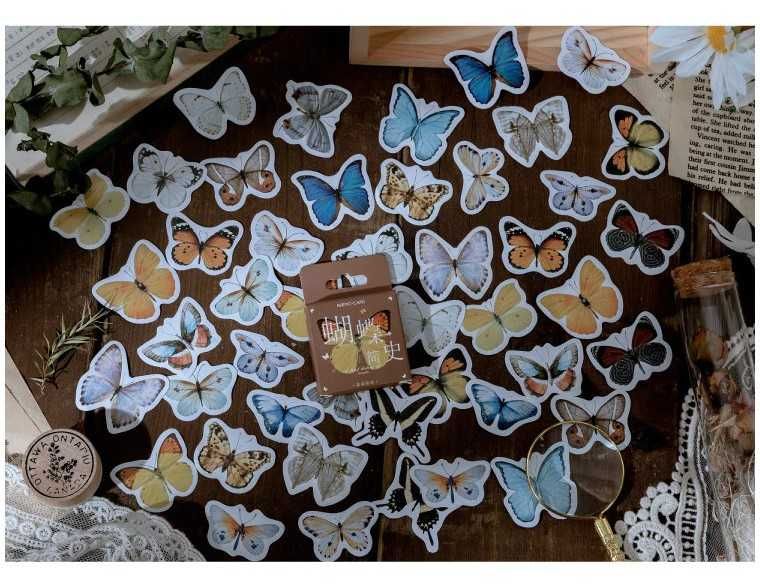 Naklejki Mini Malutkie Motyle Kolorowe Motylki Scrapbooking 46 sztuk