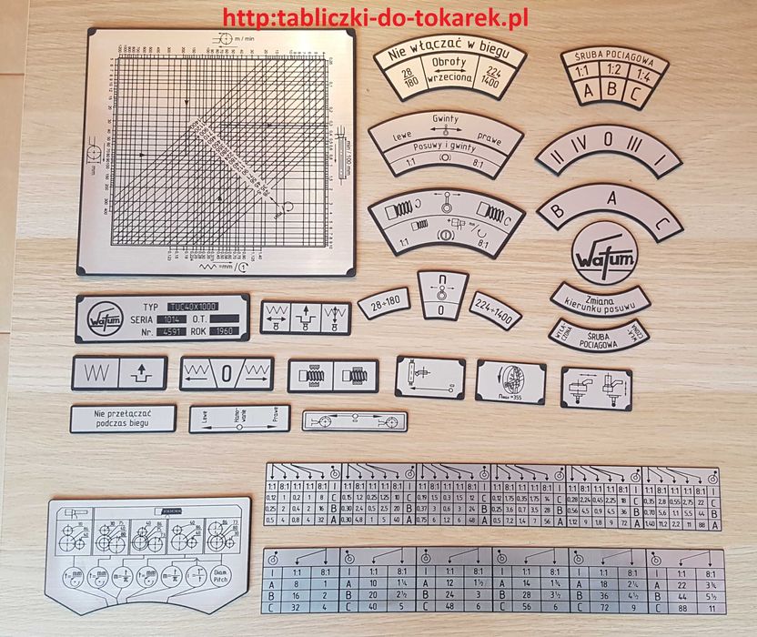 Tokarka TUC-40 50 Tabliczka Tabliczki Tabela Gwintów