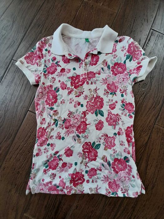 Koszulka polo benetton XS/S w róże