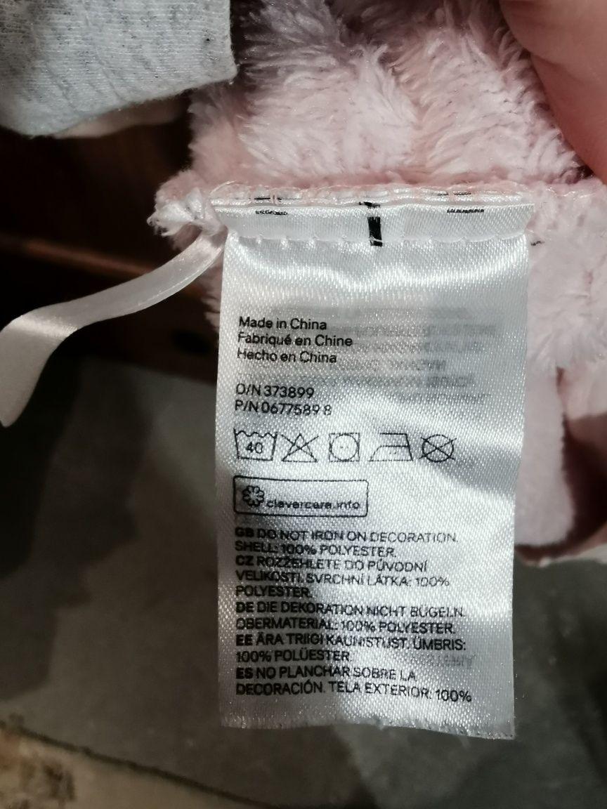 Bluza jednorożec 122 128 H&M jasno różowa polar serduszka kangurek z k