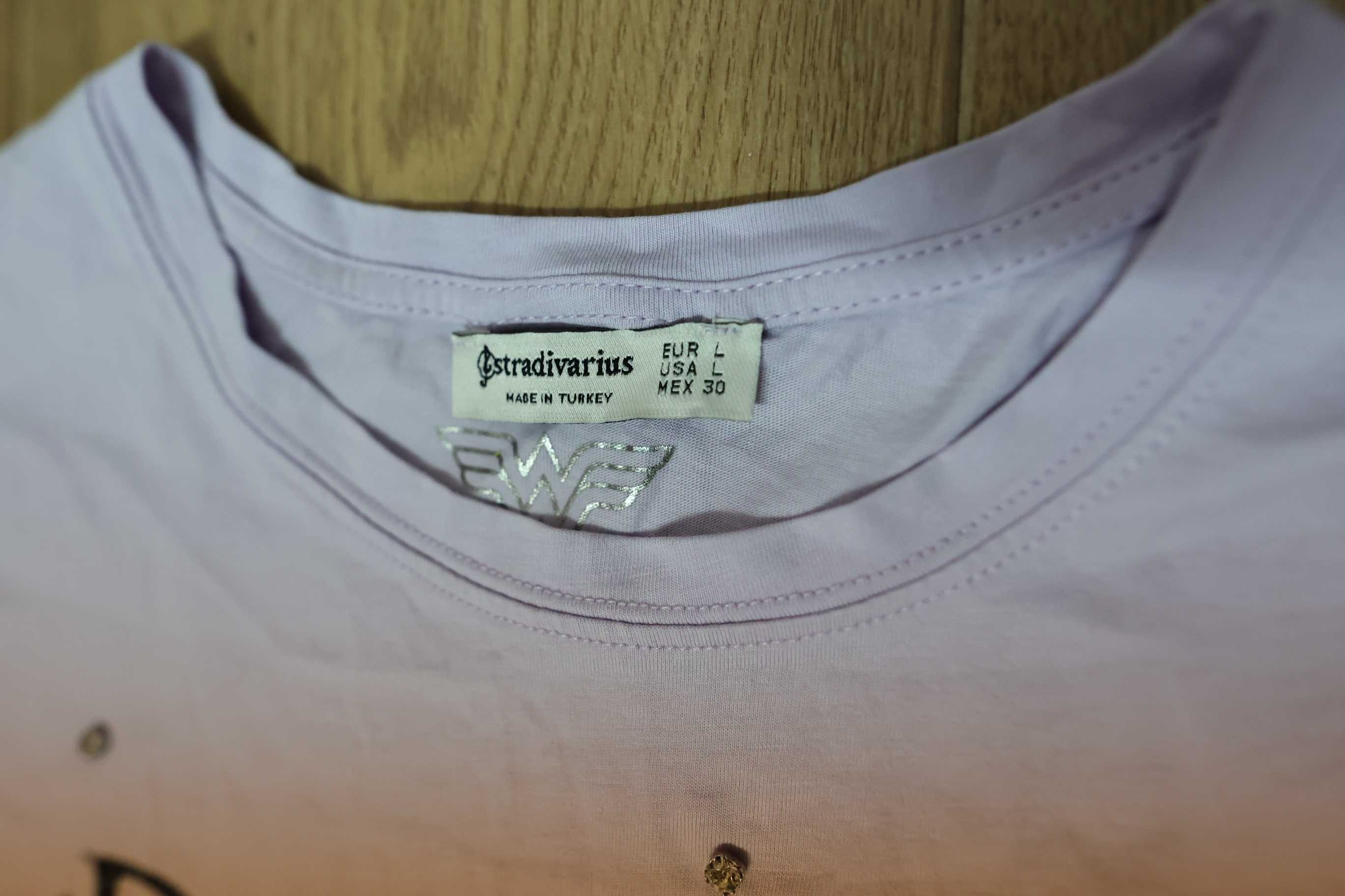 T-shirt stradivarius wonder woman cyrkonie jasny fiolet L