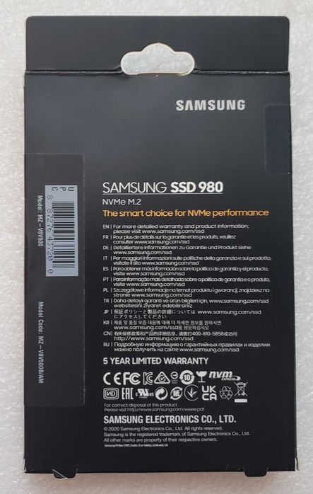 Накопичувач SSD Samsung 980 M.2 2280 500GB MZ-V8V500B/AM