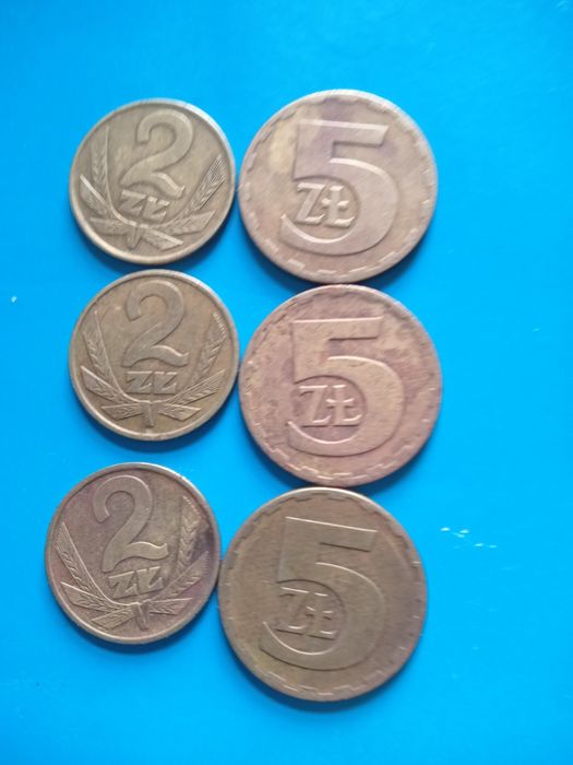 Monety z PRL  2zl 75-77 .     5 zl  75-77 rok.