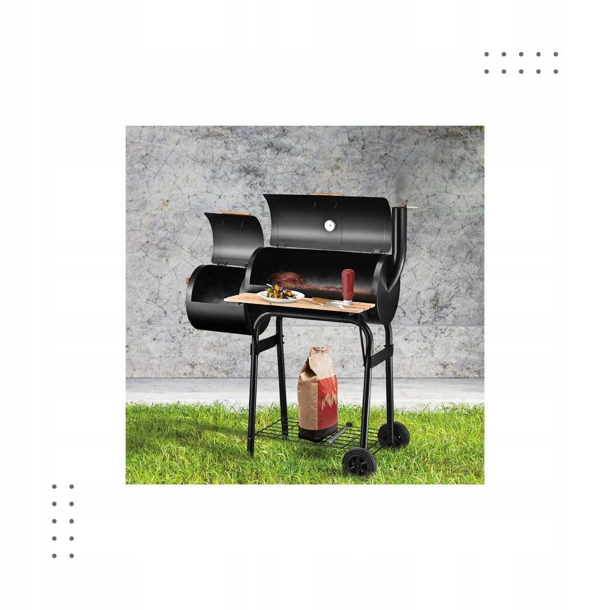 GRILLMEISTER Grill węglowy z wędzarnią termometr pokrywa półka ruszt