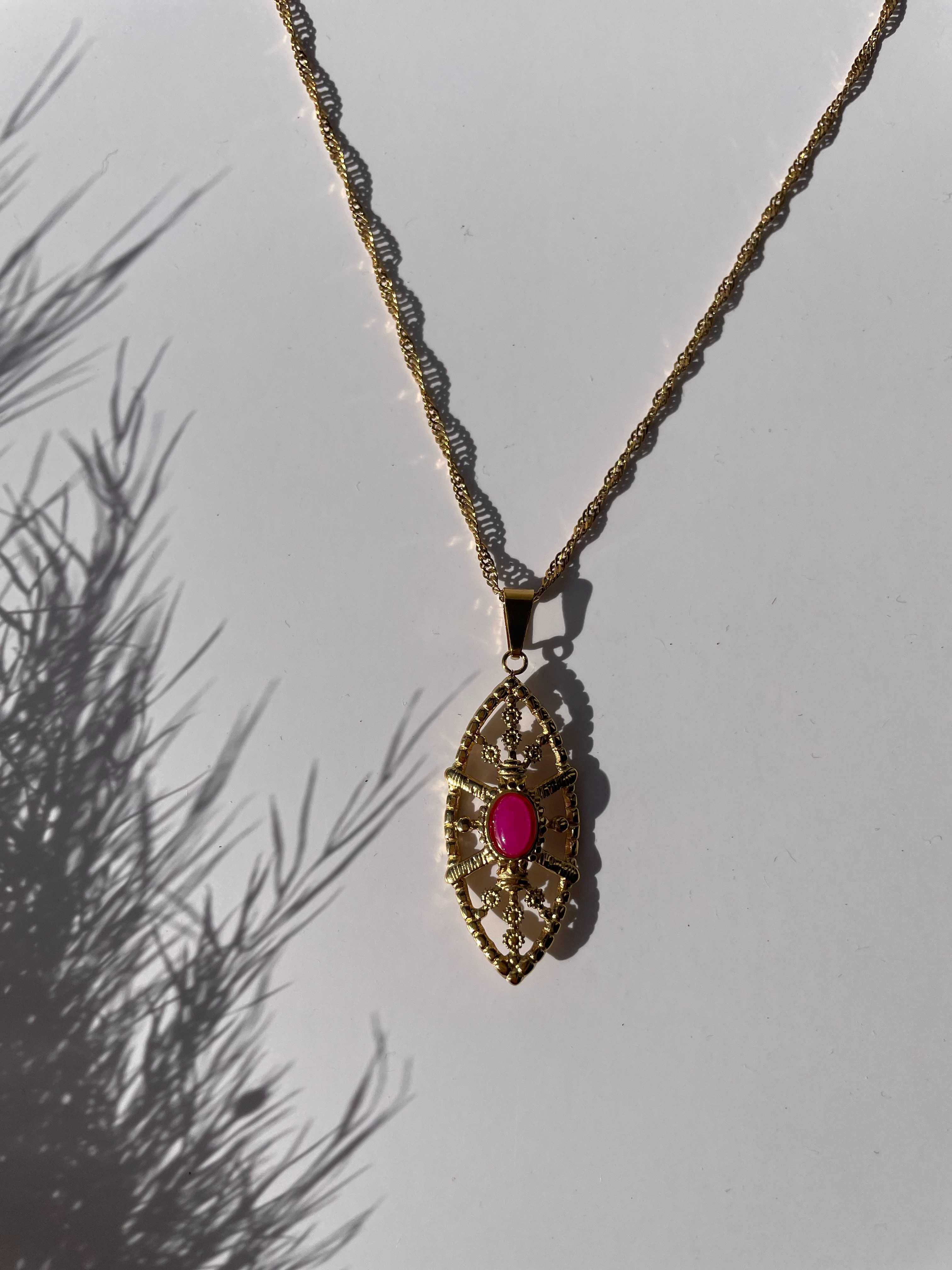 Colar rosa - aço inoxidável