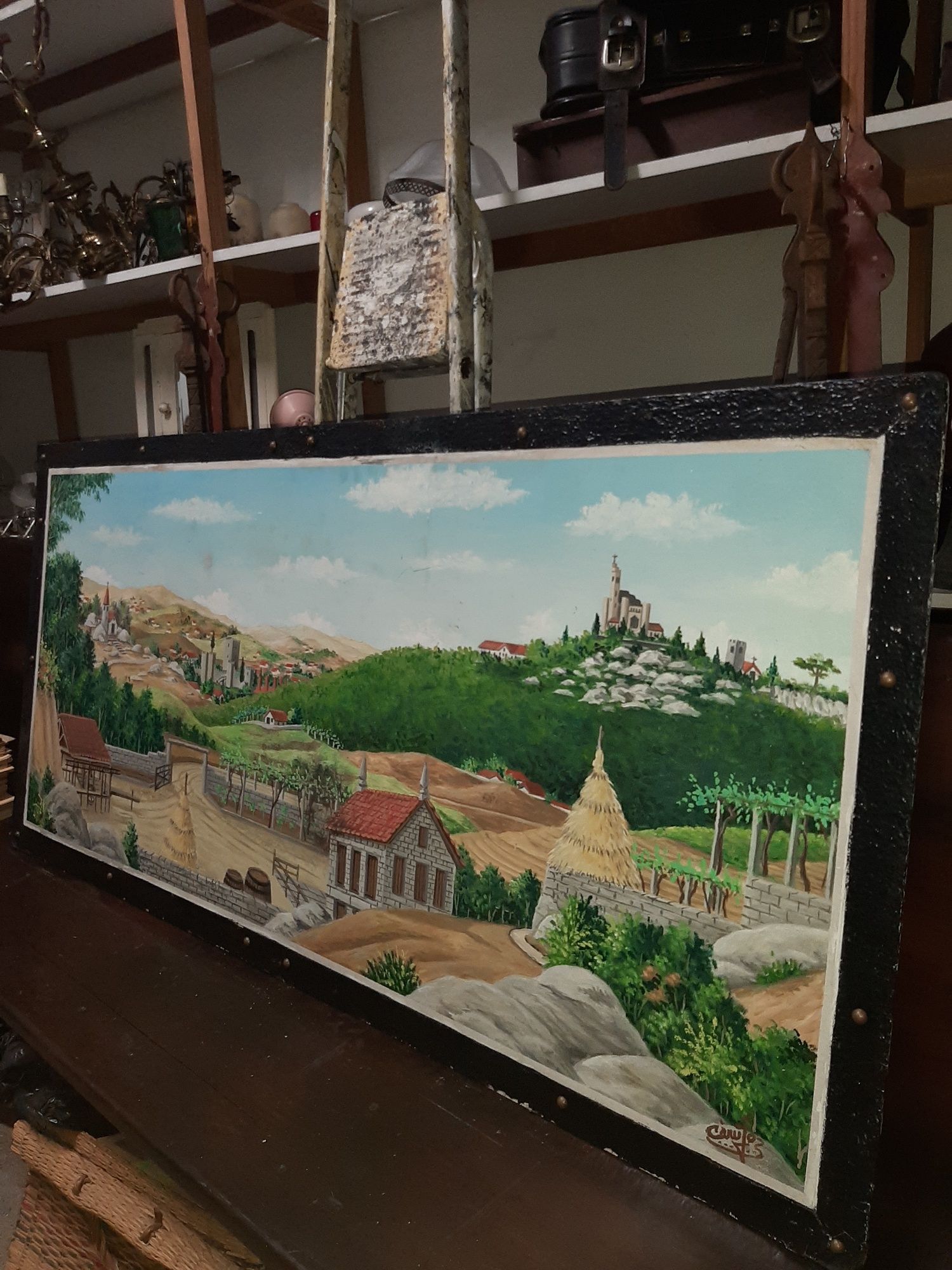 Grande Obra Óleo Sobre Platex da Igreja da Penha em Guimarães