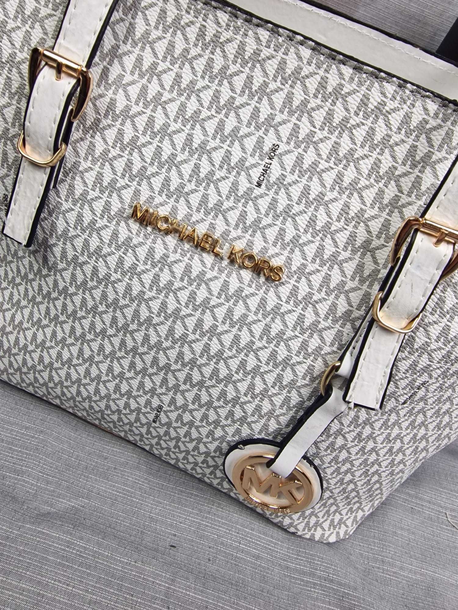 torebka MK duza biala monogram  kors
