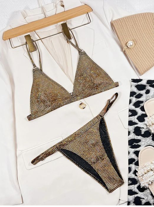 Sexy Strój Kąpielowy BIKINI Brazylijskie Komplet Pół Stringi - XL