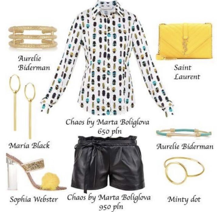 Chaos Marta Boliglova koszula elegancka w żuczki S 36 wiskoza