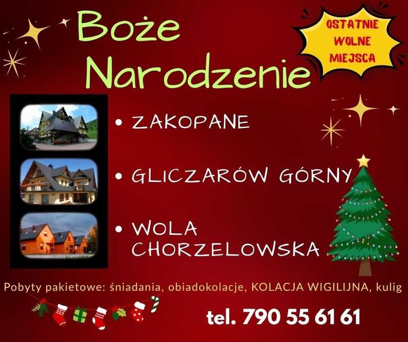 ŚWIĘTA domki hotel noclegi w górach WIGILIA, kulig