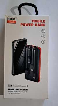 Power bank, 45000 mAh, з вбудованим шнурами