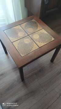 Вінтажний дерев'яний Стіл журнальний з керамічною плиткою