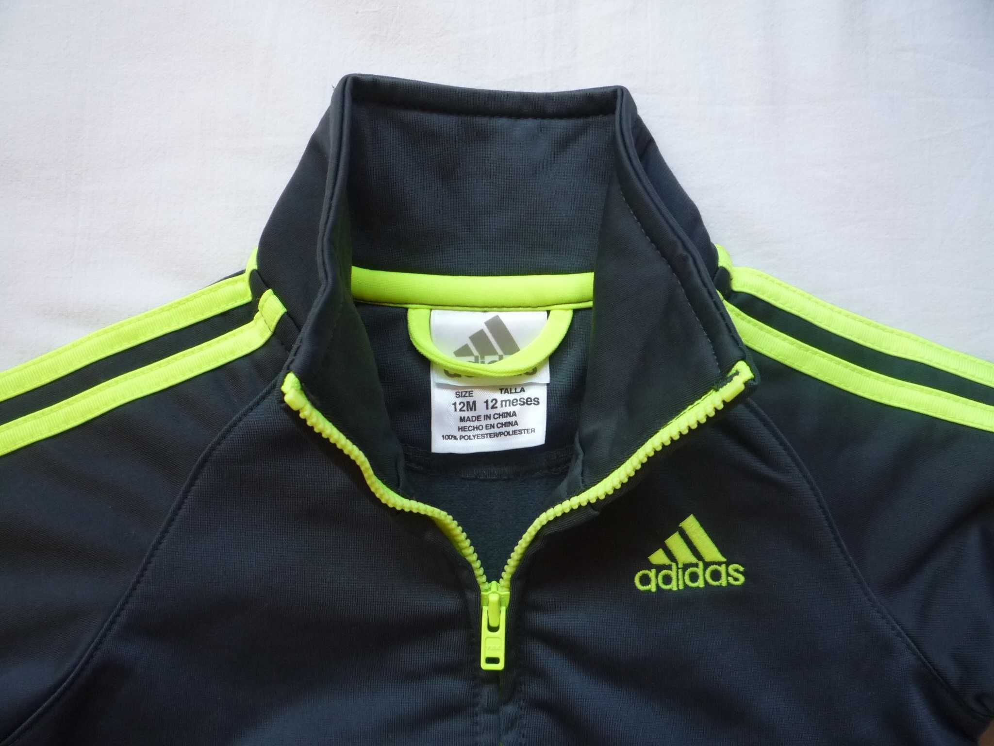 Adidas 80-86 12m-cy Dres szary seledynowe lampasy logo Jak Nowy