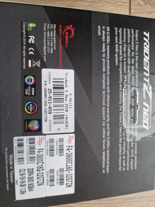 Pamięć RAM G.Skill TridentZ NEO 32GB (4x8GB) DDR4 3600MHz
