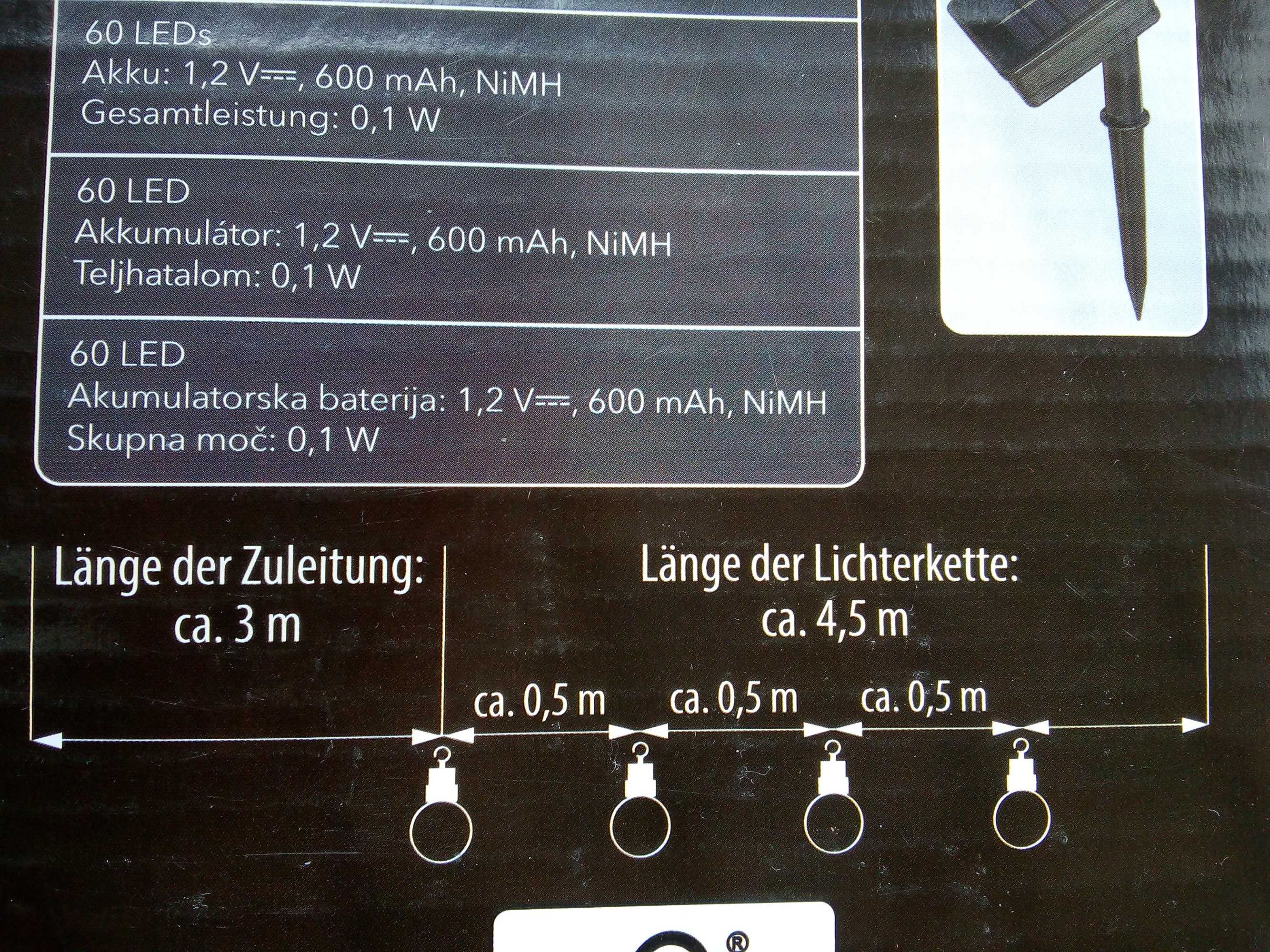 Lampki solarne z dwoma trybami świecenia 60 LEDs