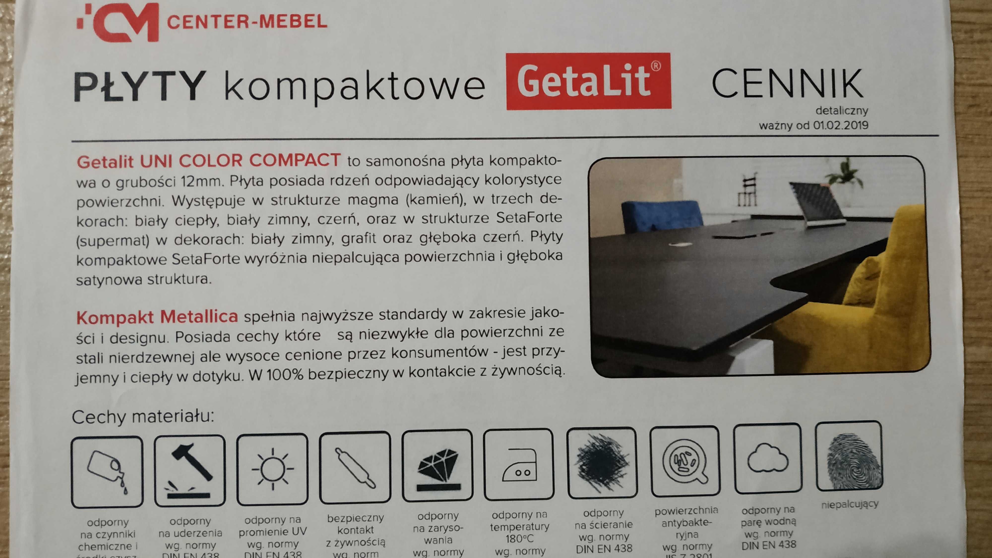 Sprzedam Płytę meblową (blat) Getalit