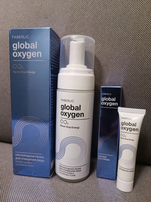 Faberlic Home Pianka tlenowa do mycia twarzy + Krem pod oczy Global Ox