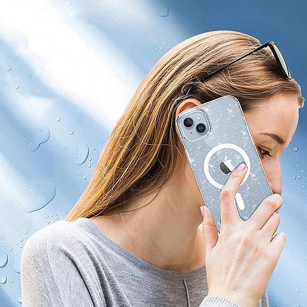 Tech-Protect Flexair Hybrid Magsafe Iphone 15 Pro Glitter Clear