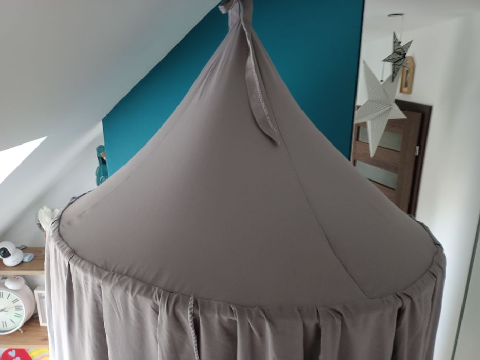 Baldachim kurtyna namiot tipi wiszący 70 cm x 290 cm nowy szary