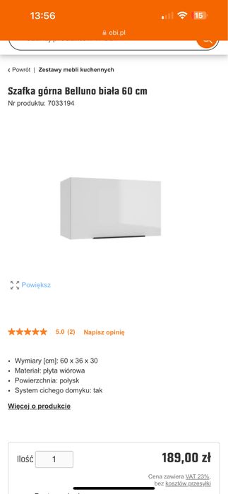 Szafka beluno biała połysk