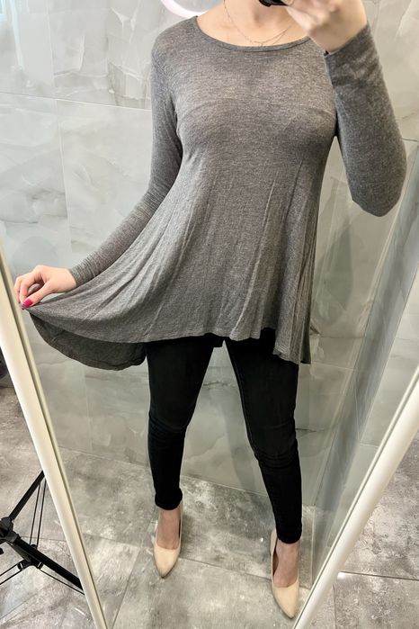 Bluzka szeroka szara do legginsów zara s długi rękaw nietoperz