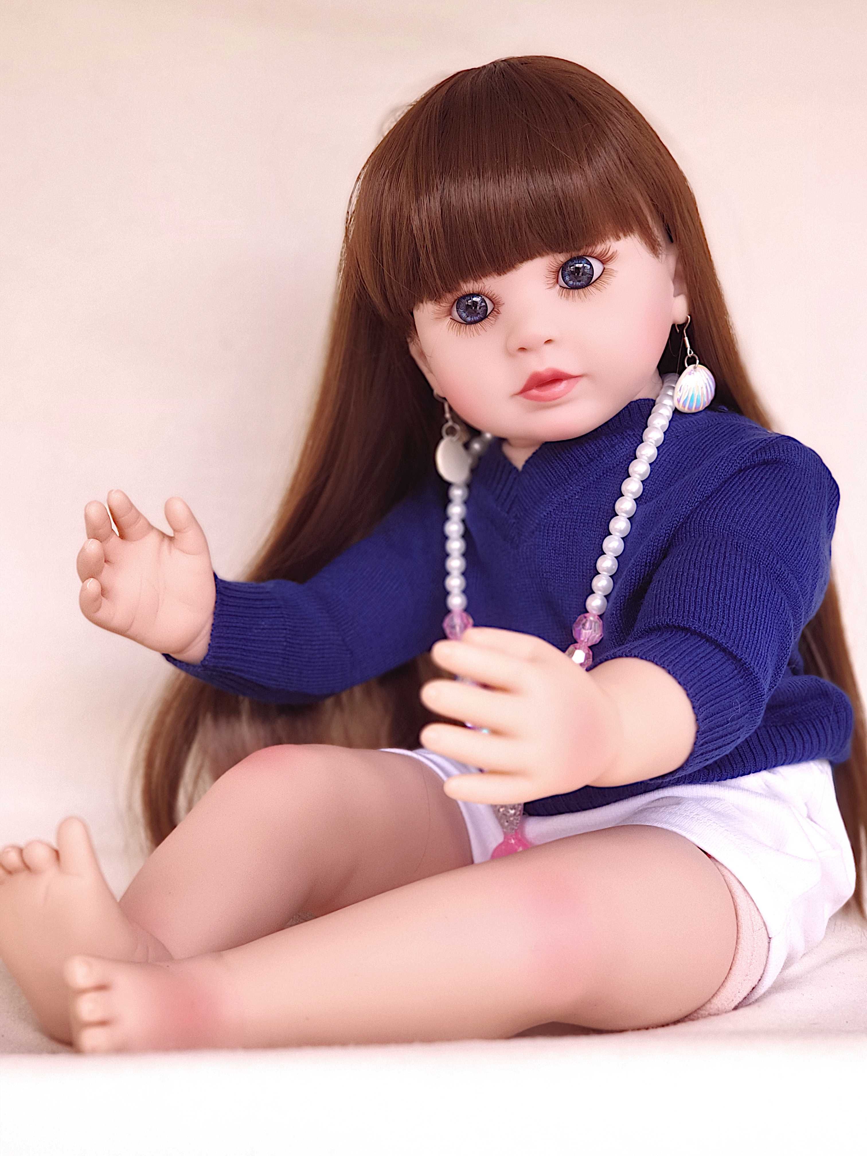 Boneca Reborn, Corpo em Tecido, Cabelo comprido, 60cms, 1.5Kgs (Novo)