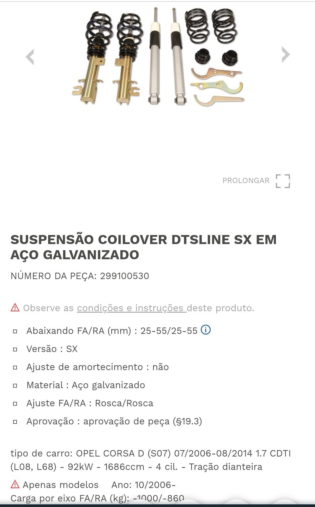 Coilovers DTS Opel Corsa D ( NOVOS )