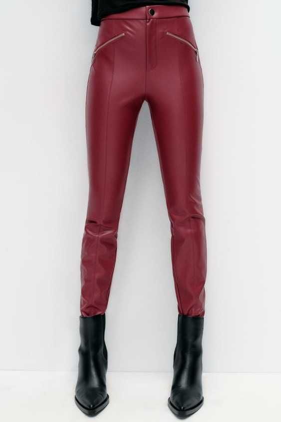 Зара Zara леггинсы Кожаные штаны лосины леггинсы Zara новая коллекция